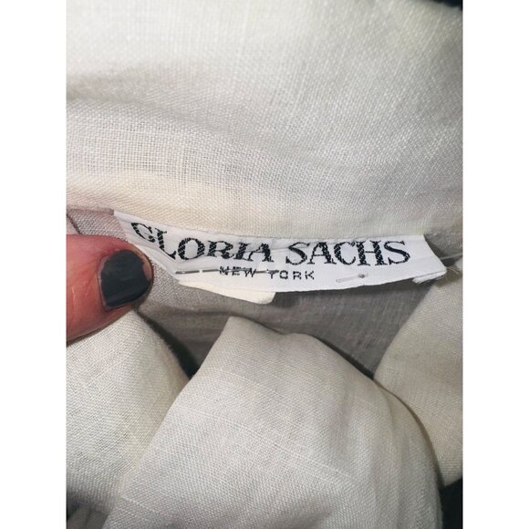 Vintage Gloria Sachs Prairie Peasant 80s White Pleated Lace Cotton Blouse 10 - Picture 12 of 14